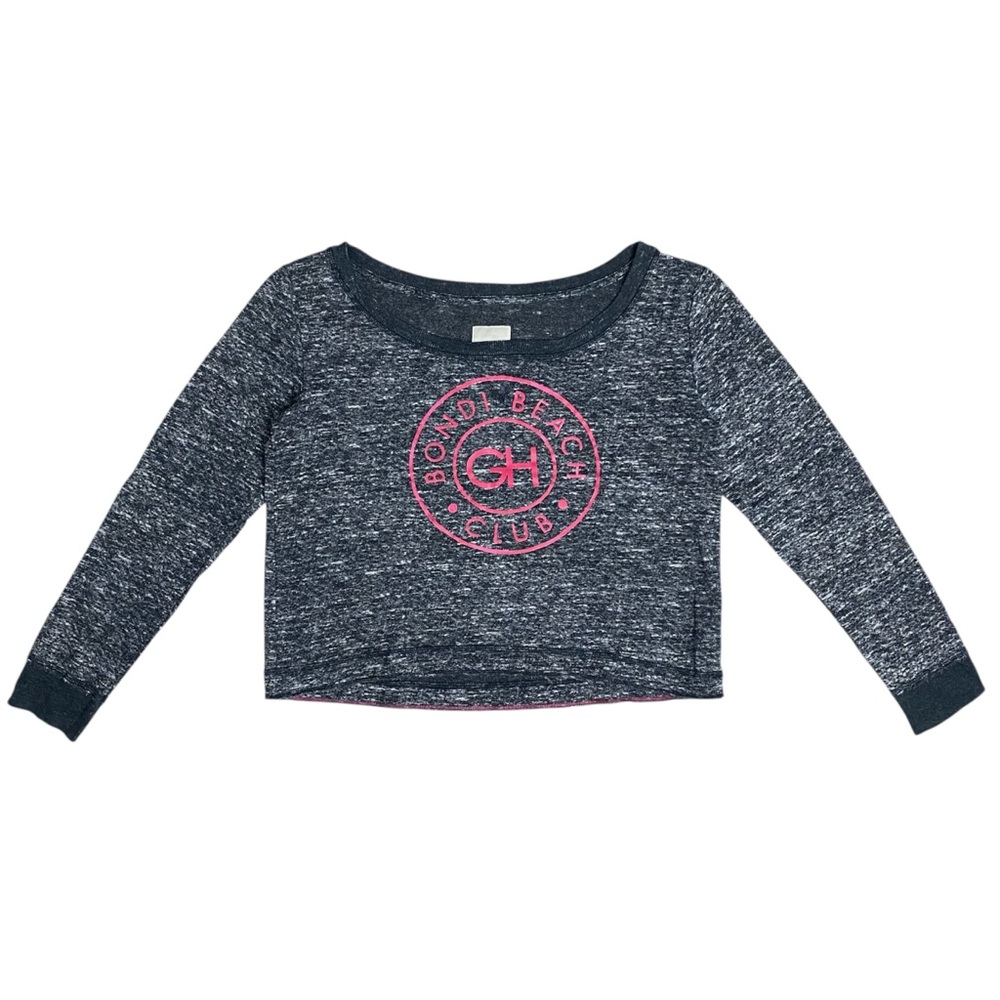 Gilly Hicks y2k Bondi Beach Club Pink Graphic Black Sweatshirt Women's Size L